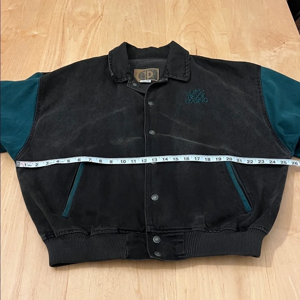 VTG Black and Green International Denim Men's Jacket with UPS hit